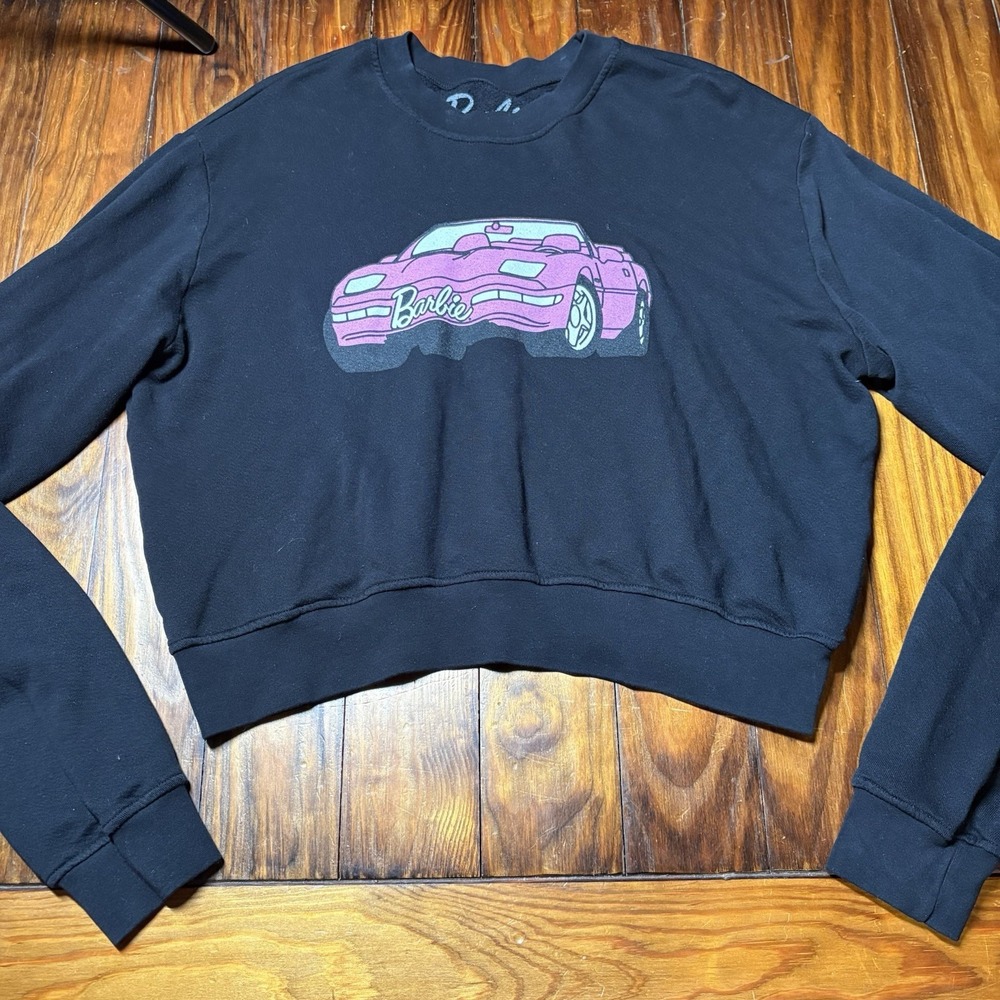 Barbie X Lauren Moshi Pink Logo Convertible Pullover Sz M A1257